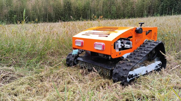 bensin listrik hibrida powered travel kacepetan 0 ~ 6Km/h kontrol radio nirkabel robot mesin pemotong rumput