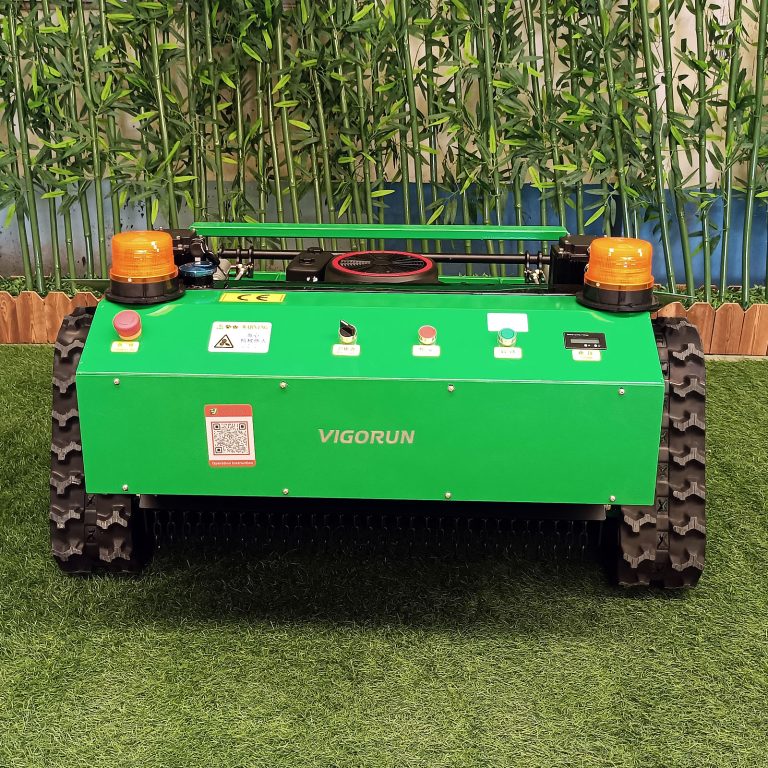 remotely controlled caterpillar brush cutter made by Vigorun Tech, Vigorun radio controlled track-mounted weed eater for sale