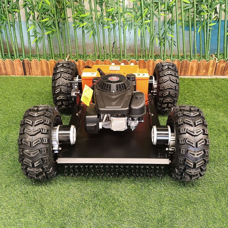 radio controlled crawler weed reaper made by Vigorun Tech, Vigorun remote controlled wheeled weed mower for sale