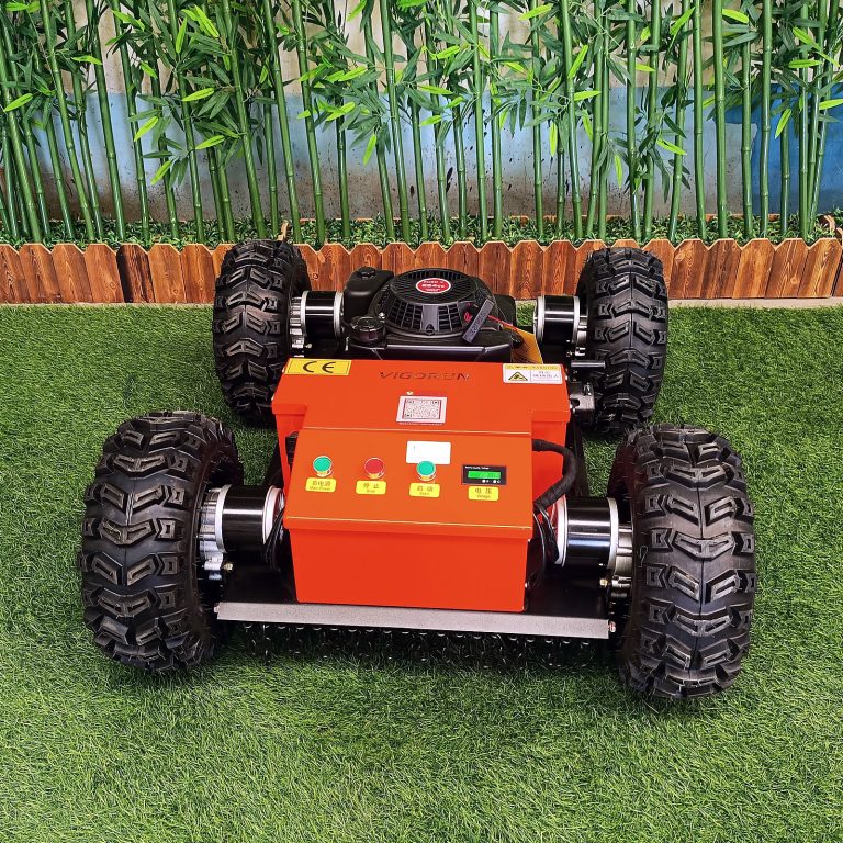 wireless track-mounted grass trimmer made by Vigorun Tech, Vigorun RC tracked weed mower for sale