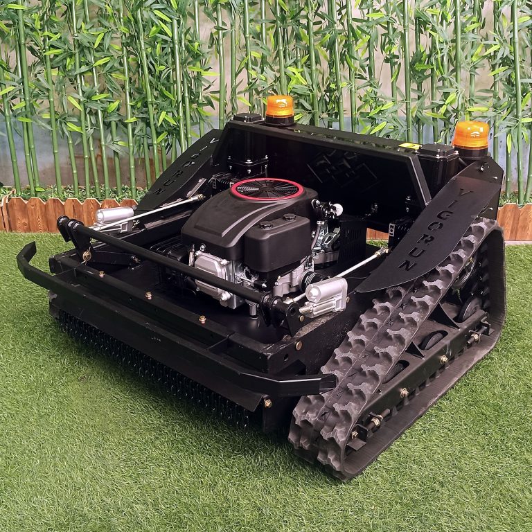 radio controlled track-mounted tank lawn mower made by Vigorun Tech, Vigorun cordless rubber track weed eater for sale