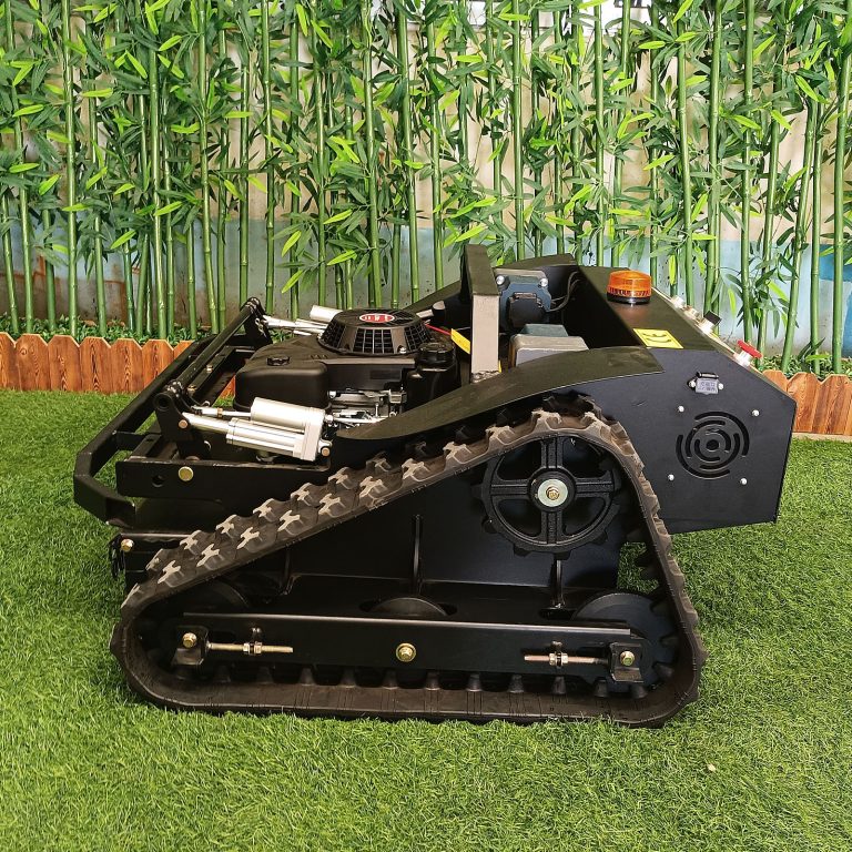 remote operated crawler mowing machine made by Vigorun Tech, Vigorun remote operated crawler lawn cutting machine for sale